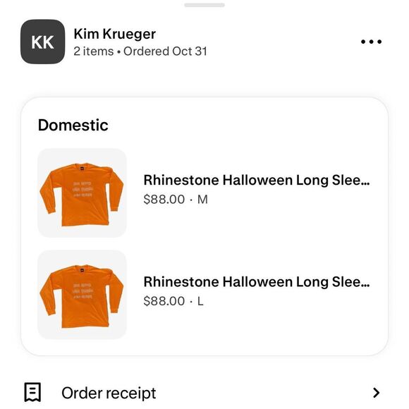 Kim Krueger Rhinestone Halloween Long Sleeve Tee Size Large - Picture 3 of 3